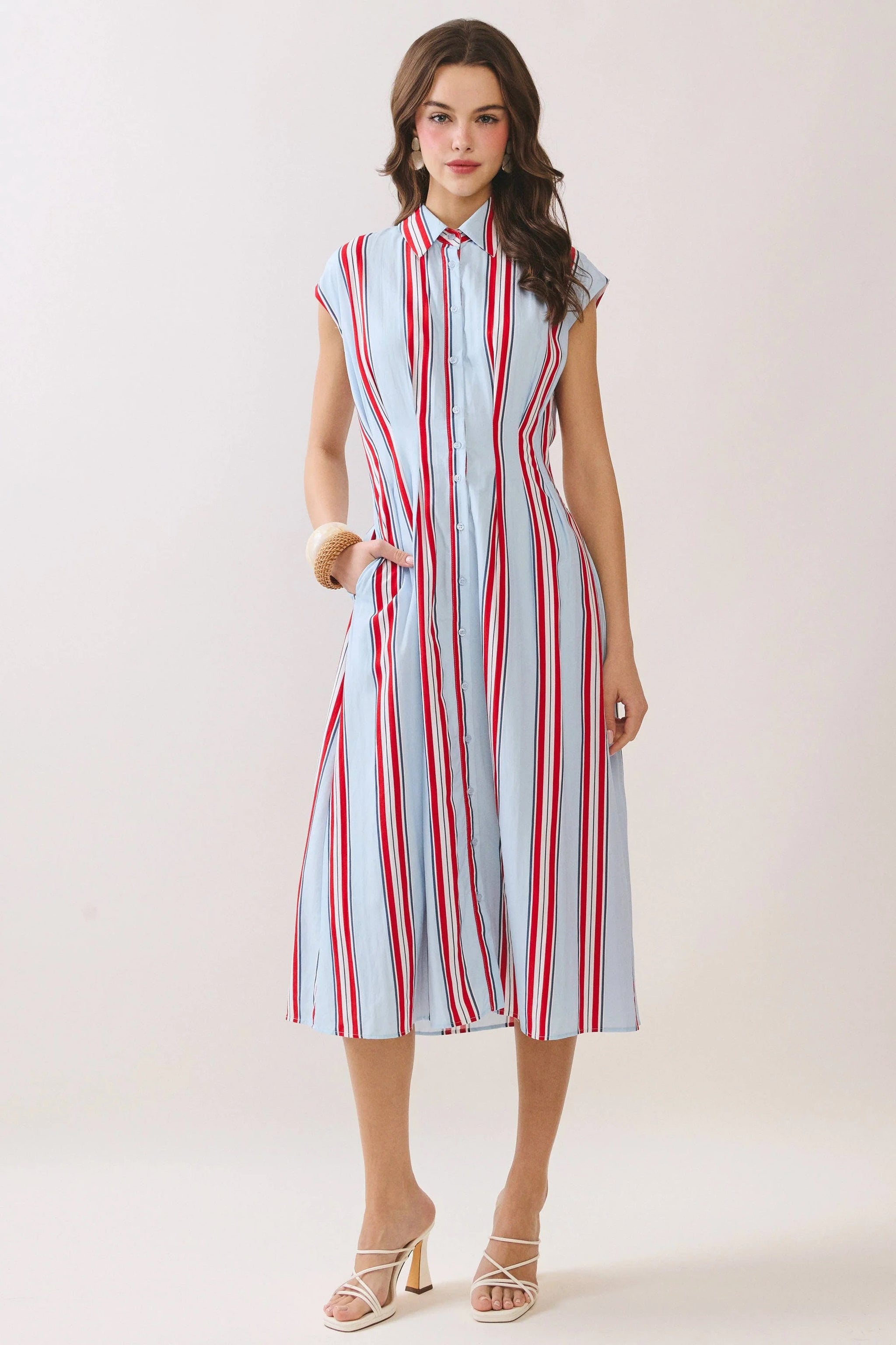 fitted bodice midi dress Striped Button Down – STOCK Style Shop Price:1200 Our design is available _alt_Spring-Step-Womens-Fusaro-Loafer-Shoes The Hollies' Long Cool