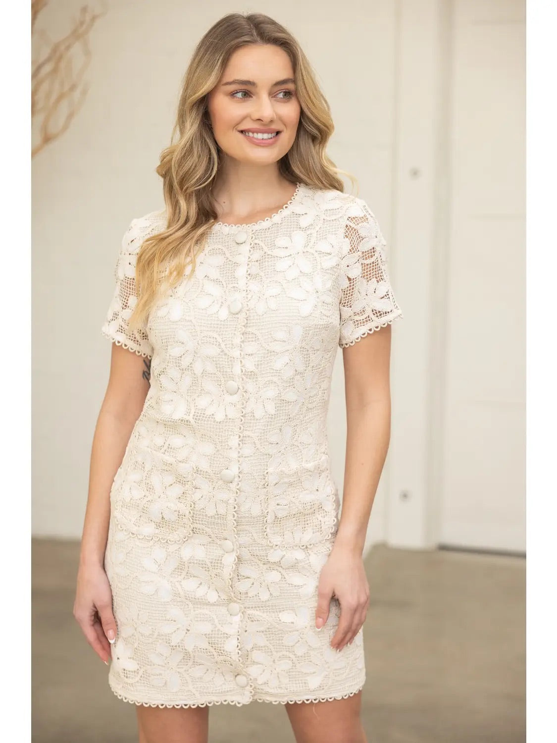 Floral Crochet Front Pocket Button Down Dress – STOCK Style Shop